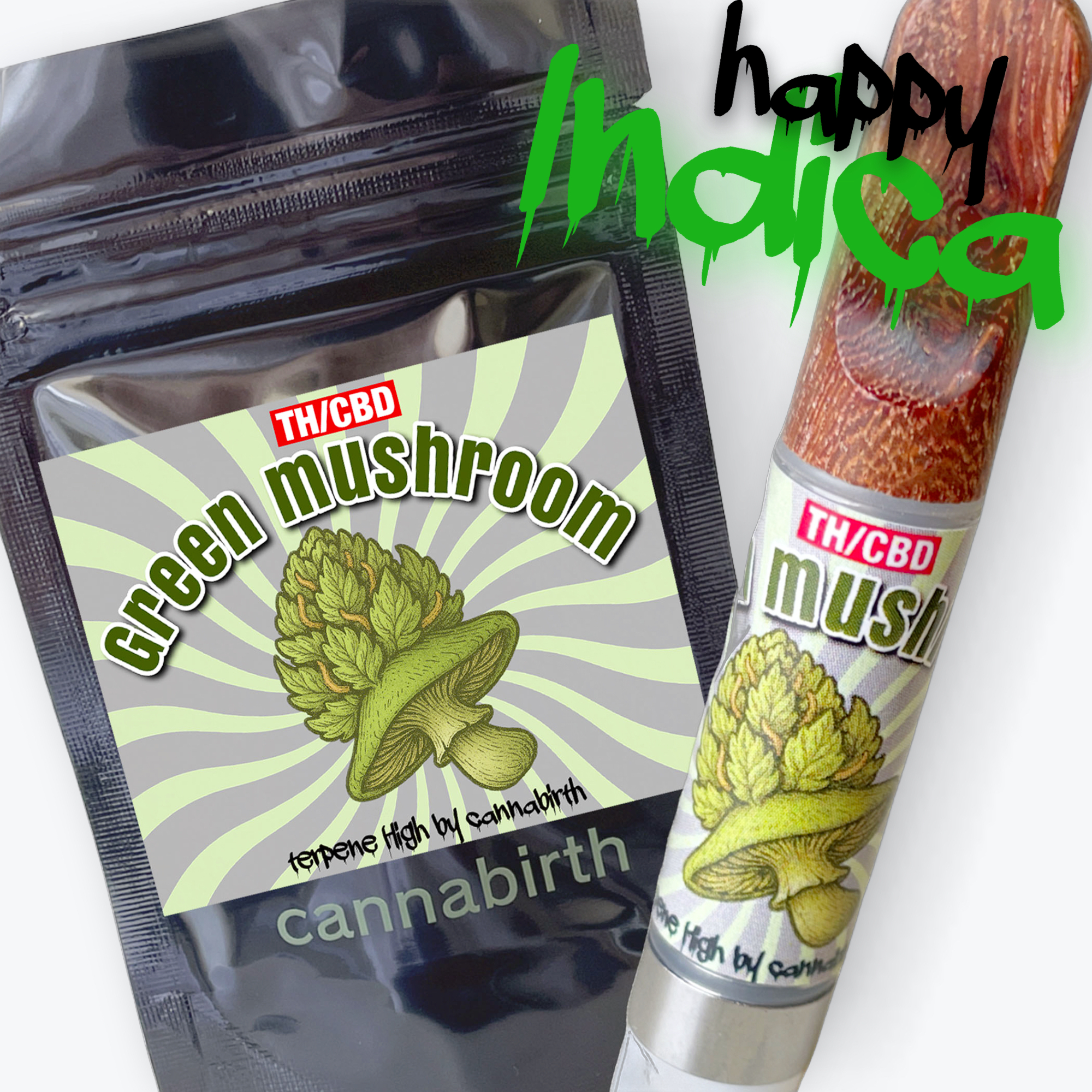 【TH/CBDシリーズ】Green mushroom high quality インディカ CBN CBD CBG リキッド 1ml 自社調合テルペン配合 THCフリー ニコチンフリー 510規格 玄人向け cannabirth カンナバース vape対応
