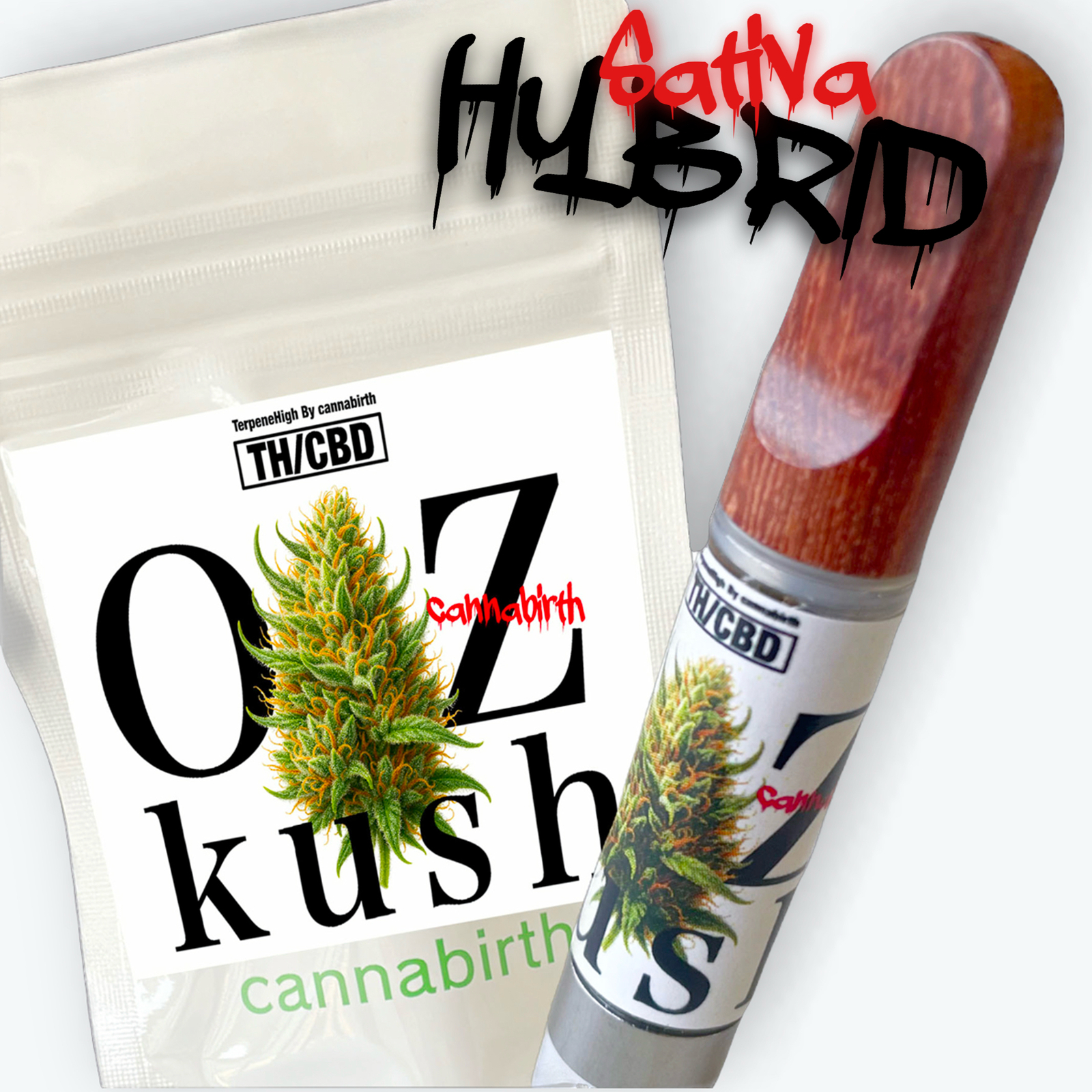 【TH/CBDシリーズ】OZ KUSH high quality サティバ系ハイブリッド CBN CBD CBG リキッド 1ml 自社調合テルペン配合 THCフリー ニコチンフリー 510規格 玄人向け cannabirth カンナバース vape対応