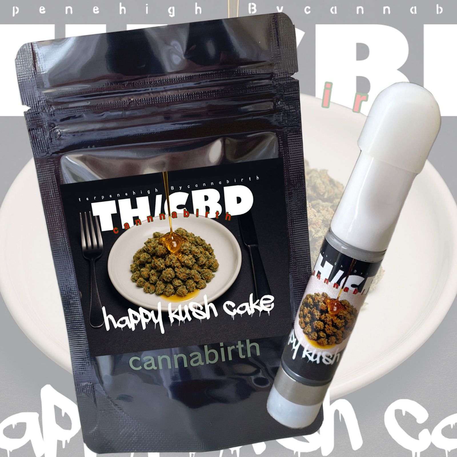 TH/CBD happy kush cake cannabirth カンナバース CBG CBN リキッド 1ml 510規格対応 クッシュケーキ インディカ寄りハイブリッド